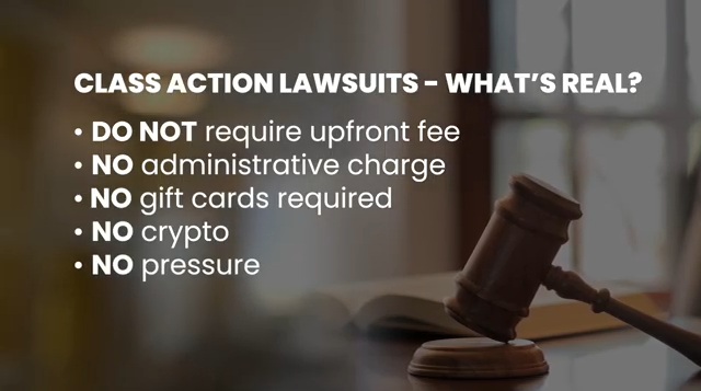 Class Action Settlement Scam Alert